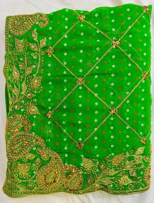 rajvastra fashion Embroidered Bandhani Georgette Saree(Light Green)