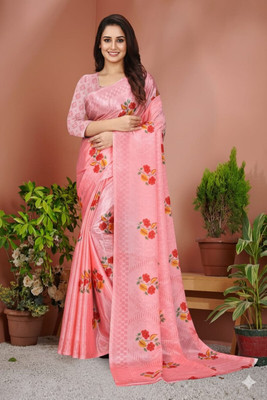 jihana fab Printed Banarasi Chiffon Saree(Multicolor)