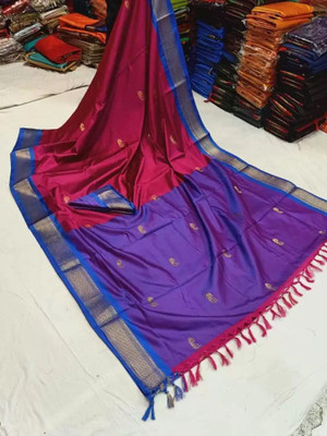HouseOfCommon Temple Border Bollywood Cotton Silk Saree(Multicolor)