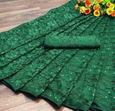 Saadhvi Printed Banarasi Lycra Blend Saree(Pack of 2, Green)