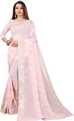 vachchharaj fashion Embroidered, Self Design Daily Wear Pure Silk Saree(Pink)