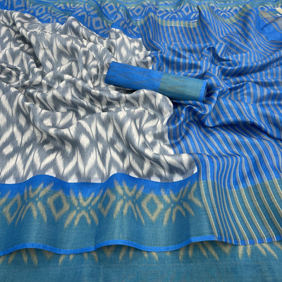 Kjs Embellished Ikkat Cotton Silk Saree(Multicolor)