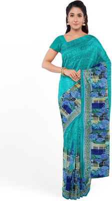 Suntex Printed Bandhani Georgette Saree(Green)
