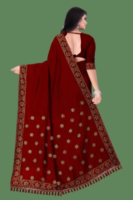 nevya creation Embroidered Bhagalpuri Silk Blend, Art Silk Saree(Maroon)