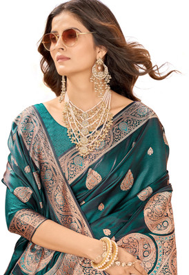 Tasrika Printed Banarasi Pure Silk Saree(Black)