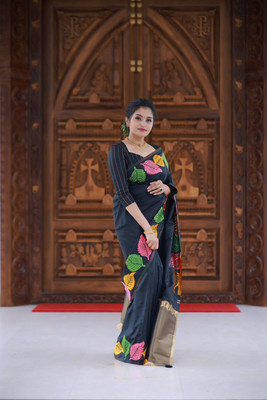 Geeta Store Printed Banarasi Chiffon Saree(Multicolor)