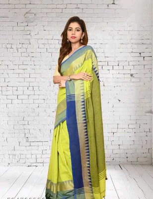 Maa laxmi saree center Self Design Tant Pure Cotton Saree(Yellow)