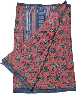 TASKEEN Floral Print, Striped Daily Wear Handloom Art Silk Saree(Red, Blue)