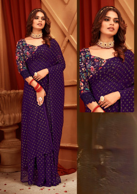 SHILPKALA Digital Print Bollywood Chiffon Saree(Purple)