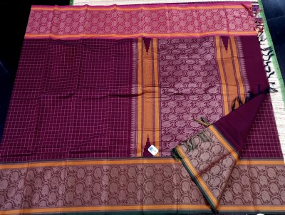 PRIYAMSILKS Woven Chettinadu Pure Cotton Saree(Maroon)