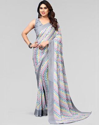 VASTRAVEDAA Printed Daily Wear Georgette Saree(Grey)