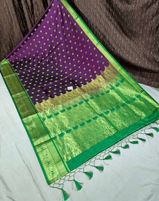 Spewim Woven Banarasi Art Silk Saree(Purple)