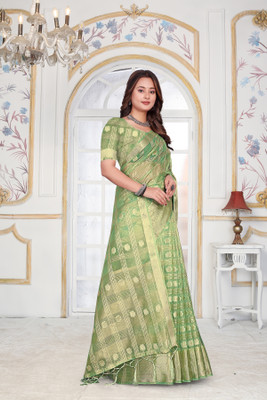 Aarunika SKT Solid/Plain Bollywood Organza Saree(Light Green)