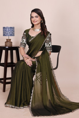 K 5 FASHION Embroidered Bollywood Georgette Saree(Light Green)