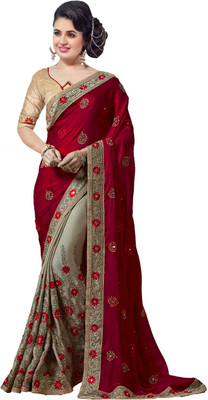 MURTHIRUPI Embroidered Bollywood Georgette Saree(Maroon)