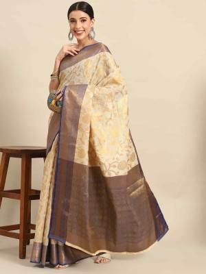 Tasrika Woven Mysore Tissue Saree(Dark Blue)