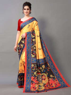 Hritika Printed Daily Wear Brasso Saree(Yellow)