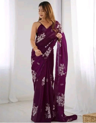 NAVLIK Embroidered Bollywood Jimmy choo Saree(Purple)
