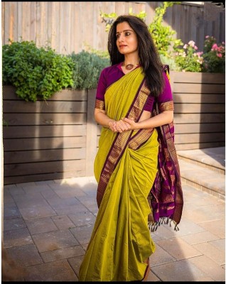 Fashion Club Collection Woven Bollywood Cotton Silk Saree(Mustard)