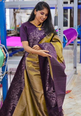 parthfabric Woven Banarasi Art Silk, Jacquard Saree(Magenta)