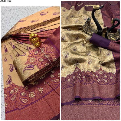 Muskan Collection Self Design Kanjivaram Georgette Saree(Beige)
