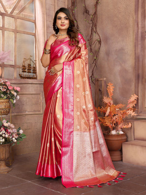 DEVPRIYA VENTURE Graphic Print Bandhani Tissue Saree(Pink)