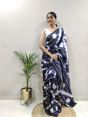 Moda Rapido Dyed Leheria Nylon Saree(Dark Blue)