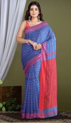 matri textile Woven Tant Pure Cotton Saree(Light Blue)