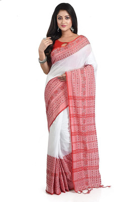 sareegarden Solid/Plain Handloom Pure Cotton Saree(Red)