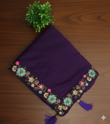 Vraggi Embroidered Bollywood Georgette Saree(Purple)