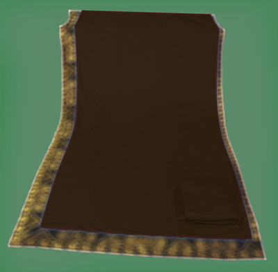 Anugrah Textile Solid/Plain Banarasi Lycra Blend, Chiffon Saree(Brown)