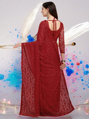 NEXA Self Design Bollywood Net Saree(Maroon)