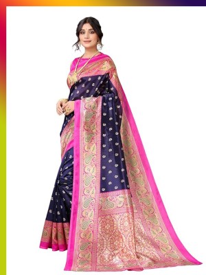 Kratika Printed Bollywood Silk Blend Saree(Multicolor)