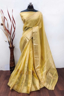 MAANVIT Woven Kanjivaram Cotton Silk, Pure Cotton Saree(Cream)