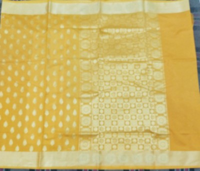 Handloom silk museum Self Design Banarasi Art Silk Saree(Yellow)