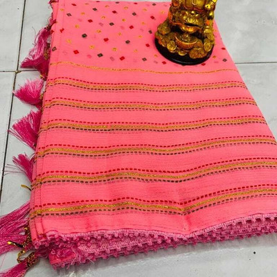 Metro Textiles Printed Bandhani Chiffon Saree(Multicolor)