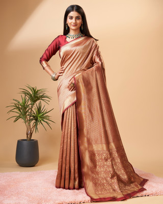 SYNVOZET Woven, Self Design Banarasi Art Silk, Jacquard Saree(Maroon)