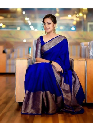 AVANTIKA FASHION Woven, Self Design Banarasi Pure Silk, Art Silk Saree(Blue)