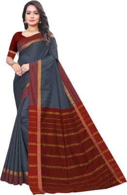 HITESH ENTERPRISE Self Design Banarasi Cotton Silk Saree(Grey)