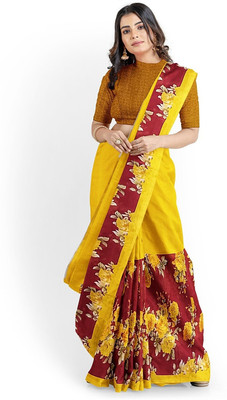 Suntex Printed Bandhani Georgette Saree(Brown)