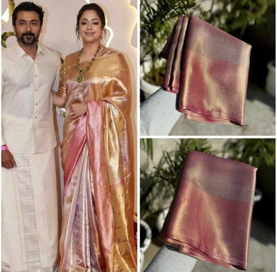 NZSilk Woven Banarasi Tissue Saree(Pink)