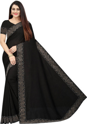 Adirotz Embellished Chanderi Art Silk Saree(Black)
