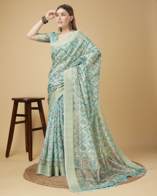 Tasrika Self Design Ikkat Silk Blend Saree(Blue)