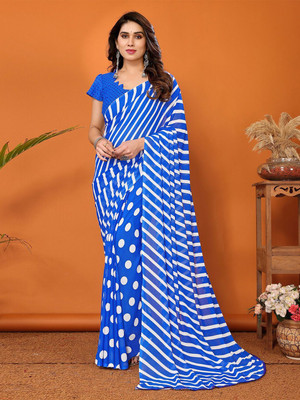Moda Rapido Printed, Self Design Daily Wear Georgette Saree(Blue)