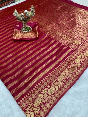 Aika Self Design Banarasi Pure Silk Saree(Pink)