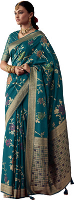 Rukmini by Rajendra Dyed Bollywood Polyester Saree(Blue)