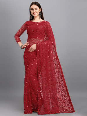 LOROFY Self Design Bollywood Net Saree(Multicolor)