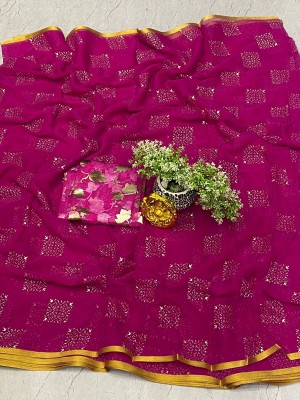 Desi Style Embellished Daily Wear Velvet, Chiffon Saree(Purple)