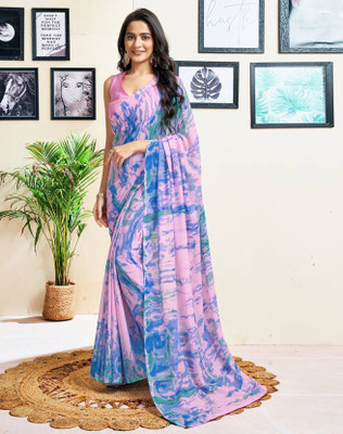 shiv textiles Geometric Print Bollywood Georgette Saree(Pink)