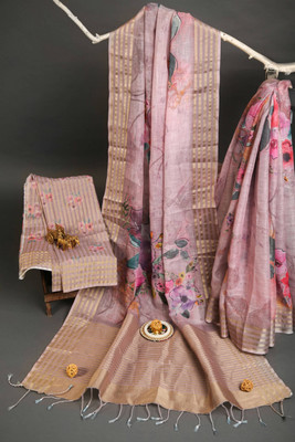 kaizen texo fab Floral Print Bollywood Linen Saree(Multicolor)